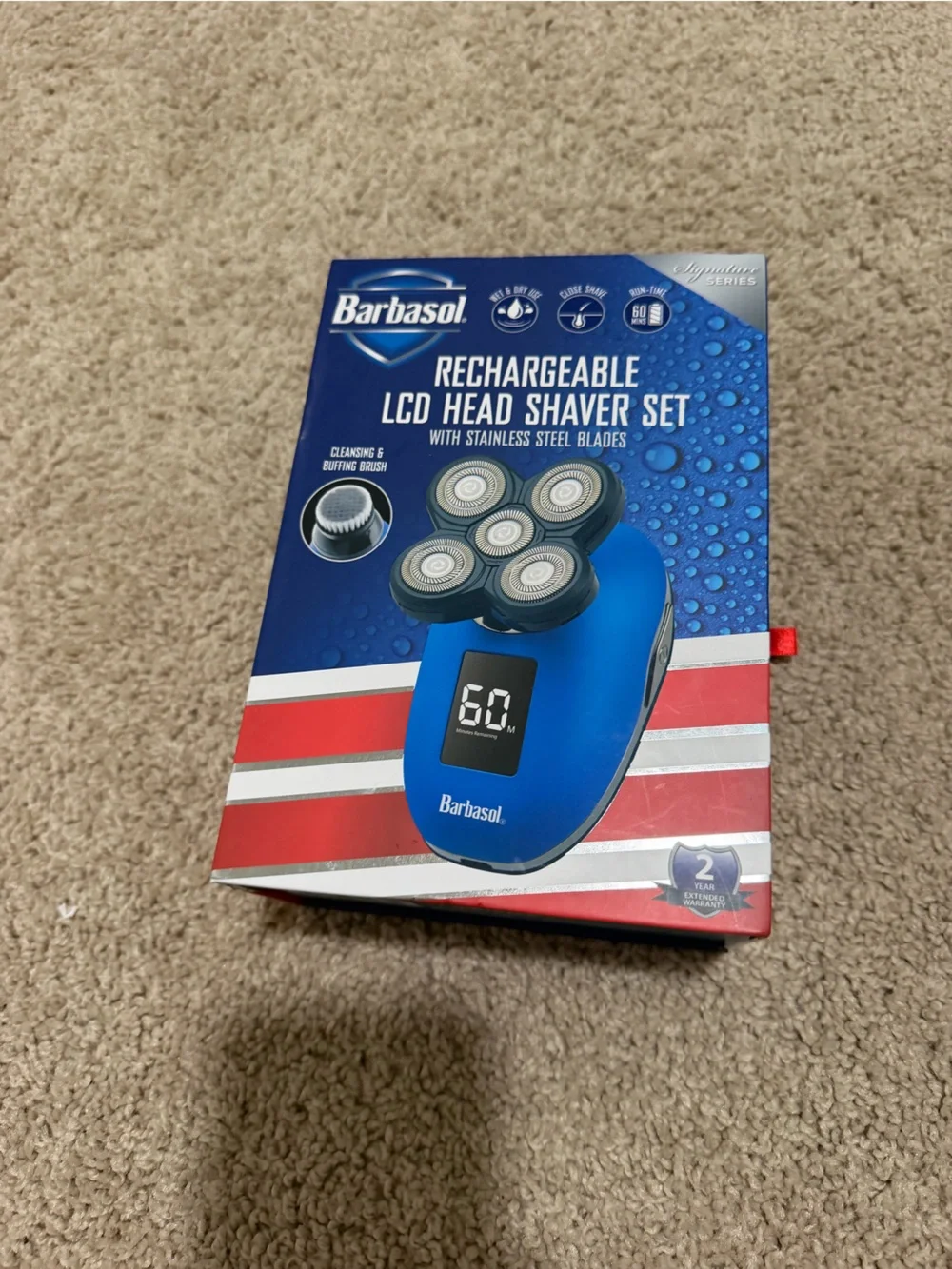 Barbasol Rechargeable LCD Head Shaver Set — Blue